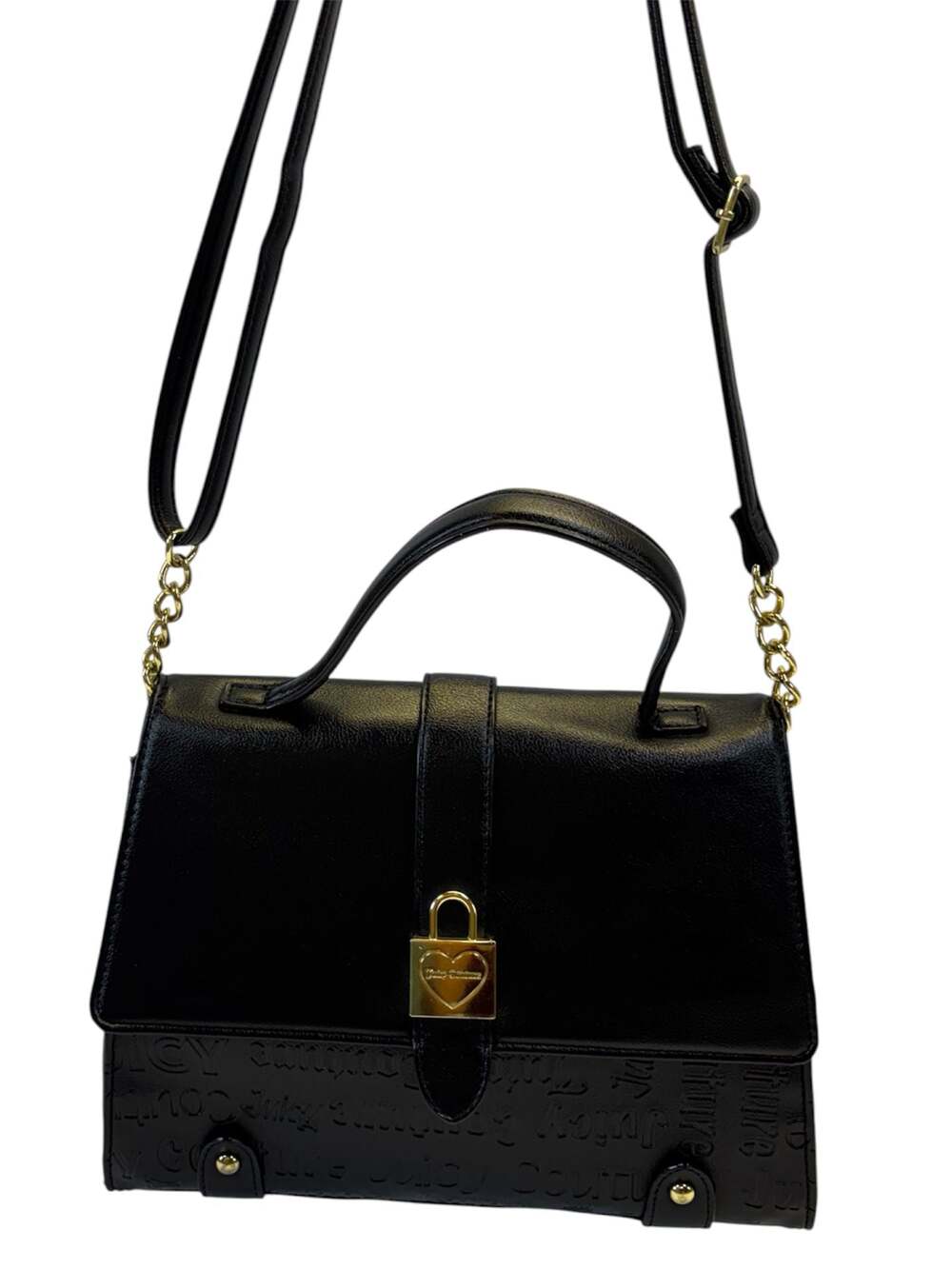 Juicy Couture Black Embossed Logo Satchel Crossbody Bag